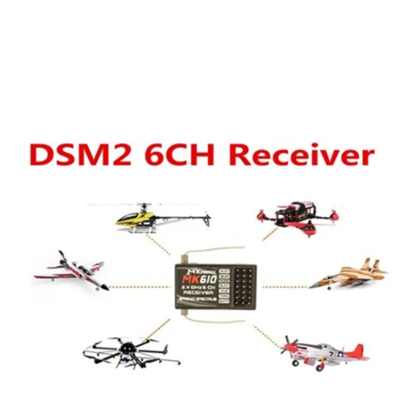 DSM2 MK610 AR6100 2.4G 6CH RC  - đánh giá và giá Drone Battery Plate