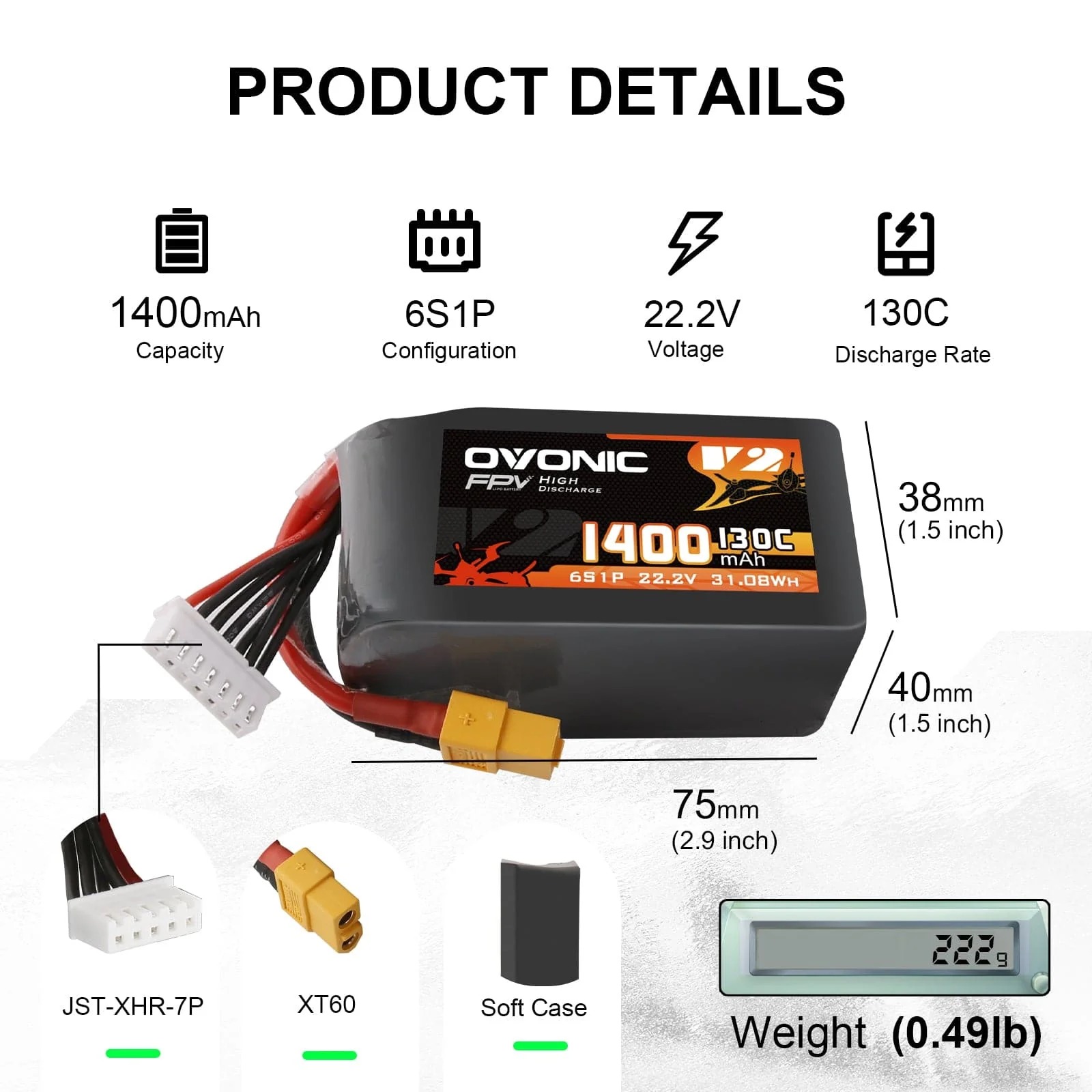 Ovonic 6S LiPo Battery 22.2V 1 - đánh giá và giá Drone Battery Bag